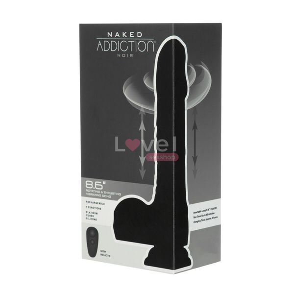 Вібро-фалоімітатор з ротацією та пульсацією Naked Addiction 8.6&Prime; Noir, з пультом ДК SO8907 фото
