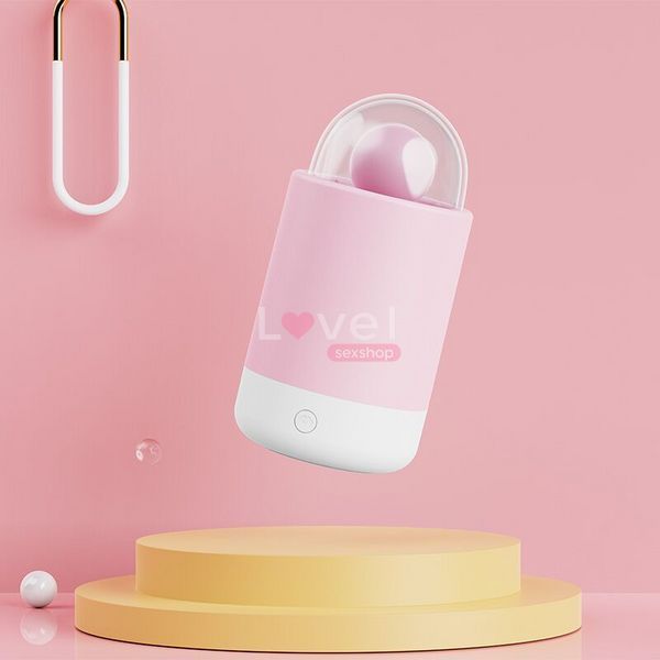 Вібратор-цукерка на паличці KISSTOY Pink Pop, зарядний кейс-нічник, 10 режимів вібрації SO9989 фото