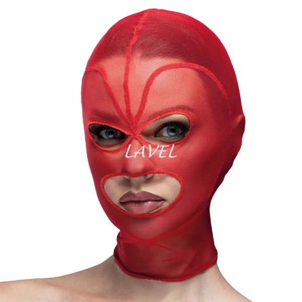 Маска серце сітка з відкритим ротом та очима Feral Feelings - Hearts Mask Red/Red SO9324 фото