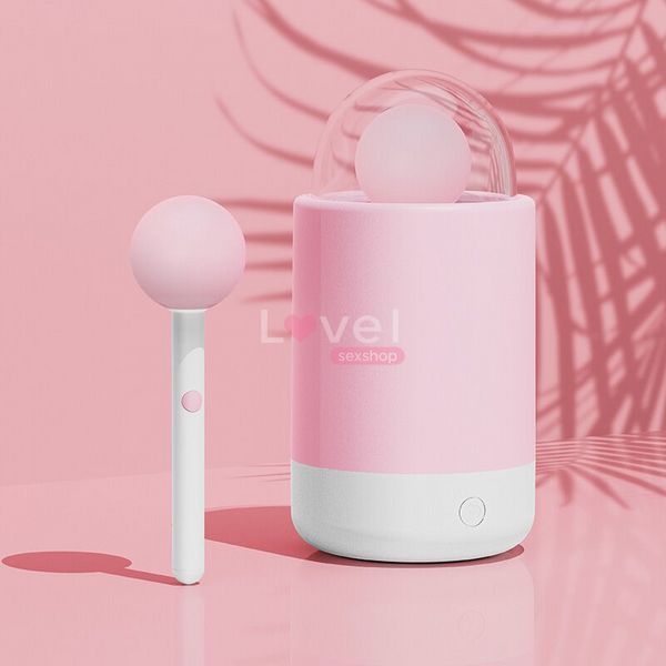 Вібратор-цукерка на паличці KISSTOY Pink Pop, зарядний кейс-нічник, 10 режимів вібрації SO9989 фото