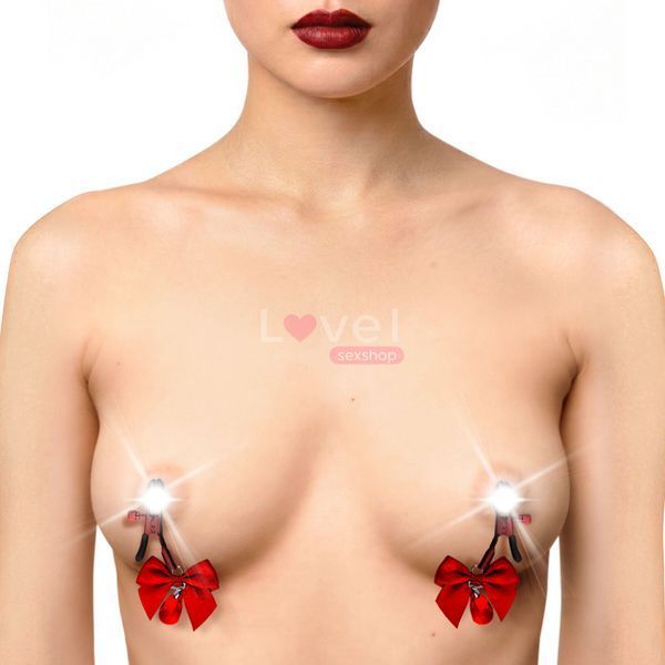 Затискачі для сосків з регулюванням Art of Sex - Flirty Bow, колір червоний SX3766 фото