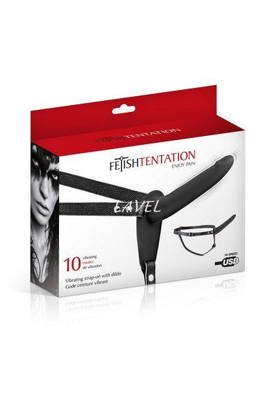 Страпон з вібрацією Fetish Tentation Vibrating Strap-On with Dildo Black SO3749 фото