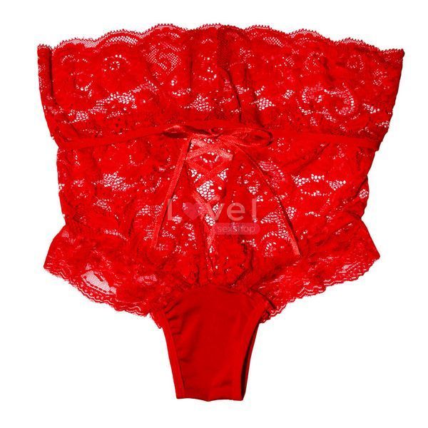 Еротичні мереживні трусики зі шнурівкою Midnight Lace, колір червоний, розмір M&ndash;L TNS1220 фото