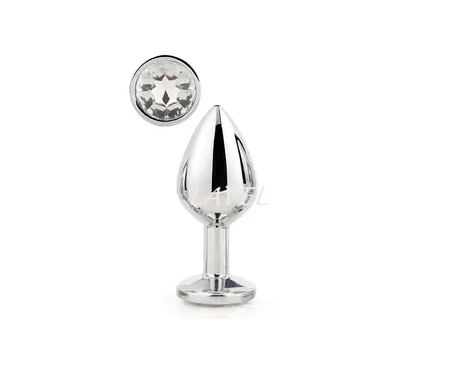 Анальна пробка с камінчиком GLEAMING LOVE SILVER PLUG SMALL DT21785 фото