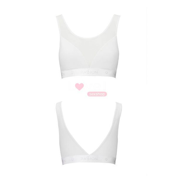 Топ з прозорою вставкою Passion PS002 TOP S, white SO4205 фото