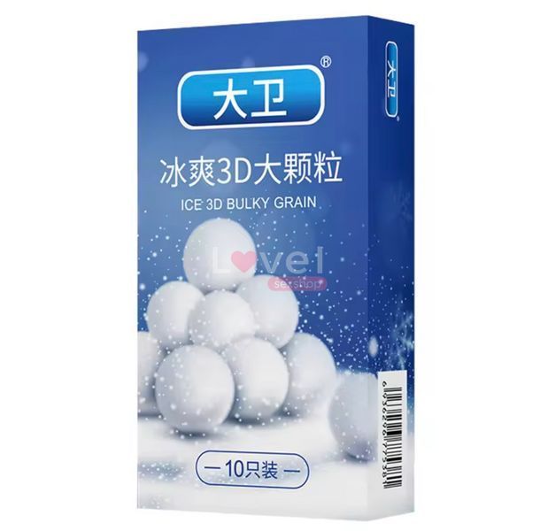Презервативы с охлаждающим эффектом и 3D шариками David ICE 3D BULKY GRAIN, 10 шт Exs007 фото