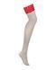 Панчохи Obsessive Ingridia stockings XS/S, бежеві з червоною резинкою SO9040 фото 3