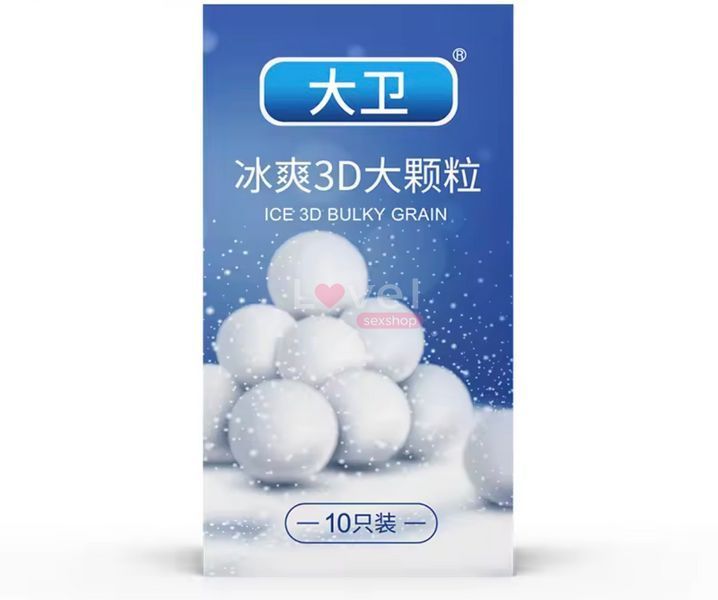 Презервативы с охлаждающим эффектом и 3D шариками David ICE 3D BULKY GRAIN, 10 шт Exs007 фото