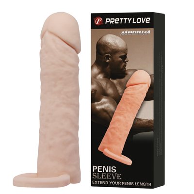 Насадка на член - Pretty Love Penis Sleeve Medium Flesh, 16см, продовжує на 4см 6603BI0412 фото