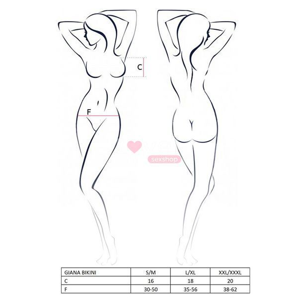 Комплект білизни Passion GIANA BIKINI S/M, white, напівпрозорі ліф і трусики з бантиками EL15105 фото