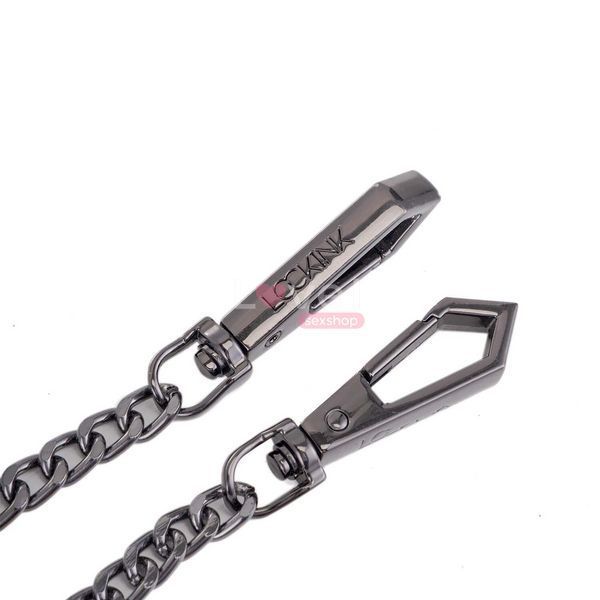 Нашийник з повідцем LOCKINK Tied Collar with Leash Set, чорний, ланцюг зі шкіряною петлею та карабіном SX0829 фото