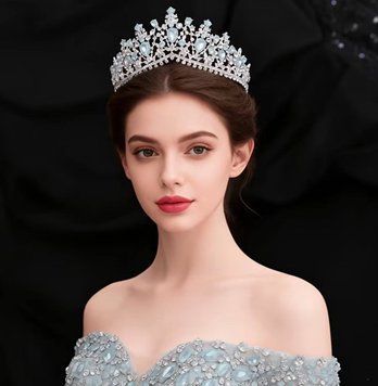 Срібляста корона Aurora Ice Crown з блакитними кристалами TNS1105 фото