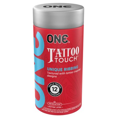 Набір презервативів з рельєфом ONE Tattoo Touch різнокольорові, 12 шт SX0790 фото