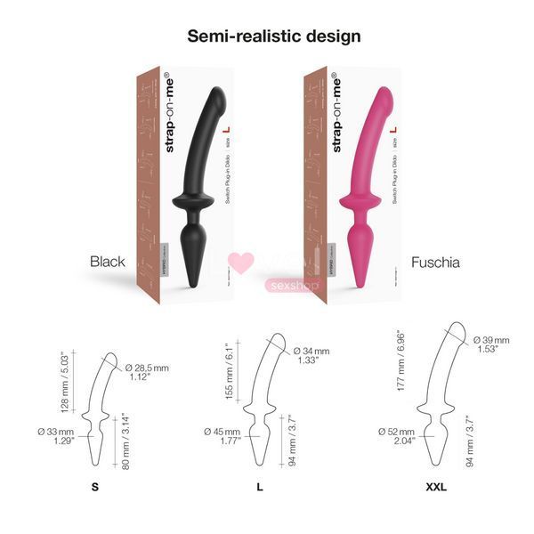 Анальная пробка с дилдо Strap-On-Me SWITCH PLUG-IN SEMI-REALISTIC DILDO FUCHSIA - L (мятая упаковка) SO6829-R фото