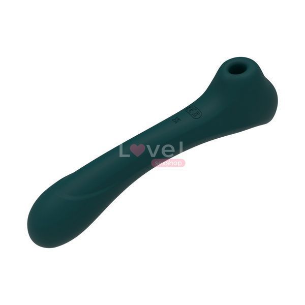 Вибратор и вакуумный клиторальный стимулятор 2-в-1 Alive Quiver Teal обновленная модель SO6018 фото