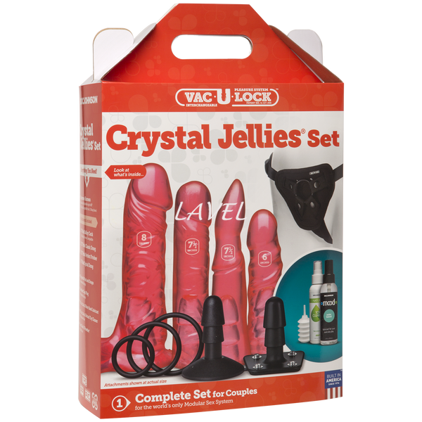 Набор для страпона Doc Johnson Vac-U-Lock Crystal Jellies Set, диаметр 3,8см, 2×4,5см, 5,1см SO1989 фото