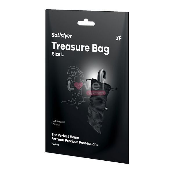 Мішечок для секс-іграшок Satisfyer Treasure Bag L, чорний, на шнурку SX0549 фото