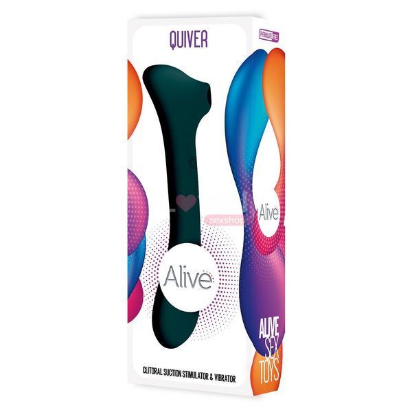 Вибратор и вакуумный клиторальный стимулятор 2-в-1 Alive Quiver Teal обновленная модель SO6018 фото