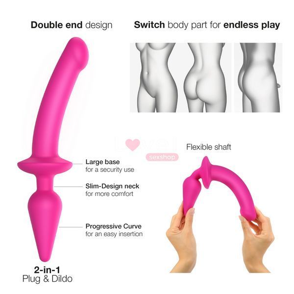 Анальная пробка с дилдо Strap-On-Me SWITCH PLUG-IN SEMI-REALISTIC DILDO FUCHSIA - L (мятая упаковка) SO6829-R фото