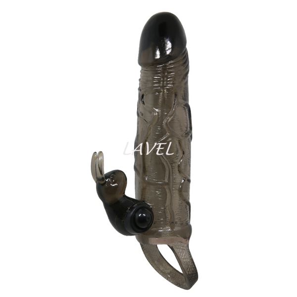 Насадка з вібрацією для клітора Brave Men Vibro Penis Sleeve Black With Bunny (довжина 16,5см) 6603BI0500 фото