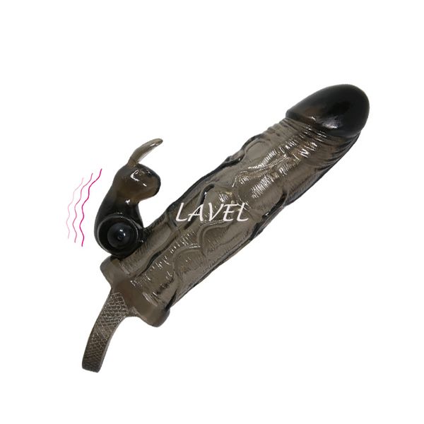 Насадка з вібрацією для клітора Brave Men Vibro Penis Sleeve Black With Bunny (довжина 16,5см) 6603BI0500 фото