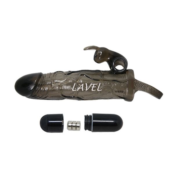 Насадка з вібрацією для клітора Brave Men Vibro Penis Sleeve Black With Bunny (довжина 16,5см) 6603BI0500 фото