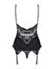 Сатиновий мереживний корсет Obsessive 810-COR-1 babydoll & thong S/M, чорний, корсет, танга SO7156 фото 6