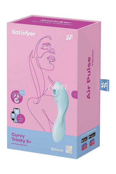 Вакуумный смарт-стимулятор с вибрацией Satisfyer Curvy Trinity 5 (Blue), управление со смартфона SO6726 фото