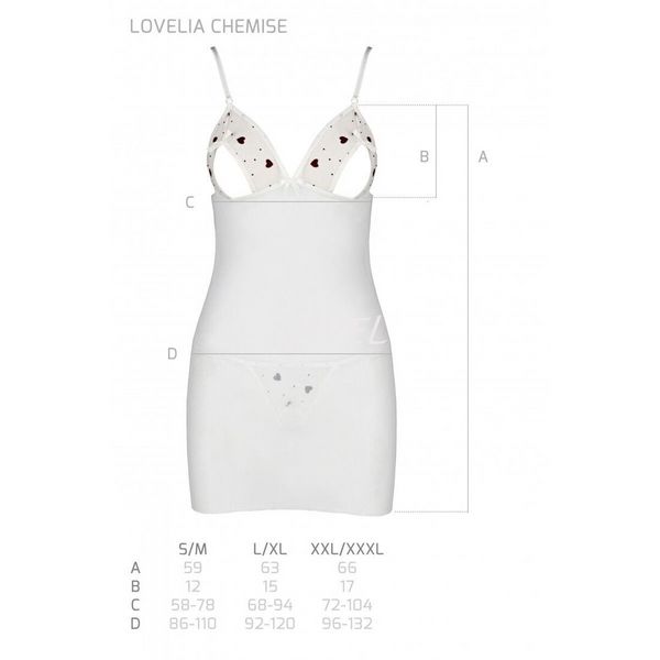 Сорочка с вырезами на груди + стринги LOVELIA CHEMISE white L/XL - Passion SO4762 фото
