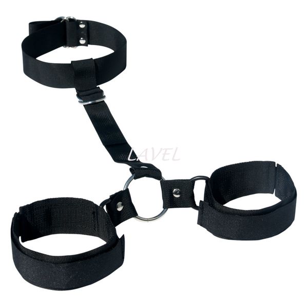 Нашийник з наручниками Sex and Mischief - Shadow Neck & Wrist Restraint, для рук та ніг, тканинний SO2143 фото