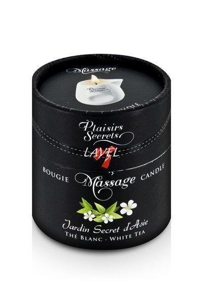 Массажная свеча Plaisirs Secrets White Tea (80 мл) подарочная упаковка, керамический сосуд SO1858 фото