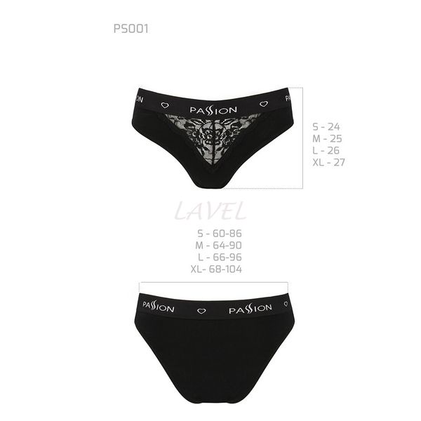 Трусики з широкою гумкою і мереживом Passion PS001 PANTIES L, black SO4159 фото