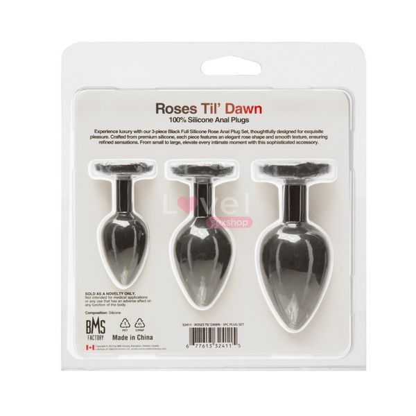 Набір силіконових анальних пробок BMS Roses Til&rsquo; Dawn Silicone Anal Plug Kit Starter Kit Black SX3150 фото