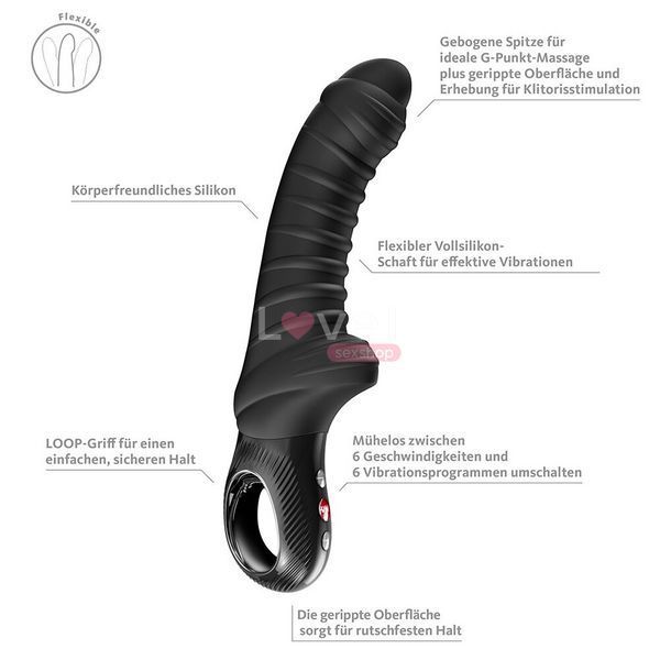 Вібратор для точки G Fun Factory TIGER Black, ребристий, підходить для анальної стимуляції SX4307 фото