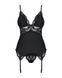 Сатиновый кружевной корсет Obsessive 810-COR-1 babydoll & thong L/XL, черный, корсет, танга SO7157 фото 5