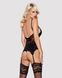 Сатиновий мереживний корсет Obsessive 810-COR-1 babydoll & thong L/XL, чорний, корсет, танга SO7157 фото 2