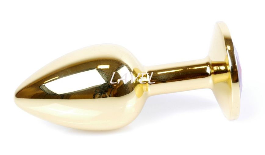 Анальная пробка металлическая с кристаллом Boss - Jewellery Gold, кристалл синий (дл 7см, ширина 2,7см) BS6400023 фото