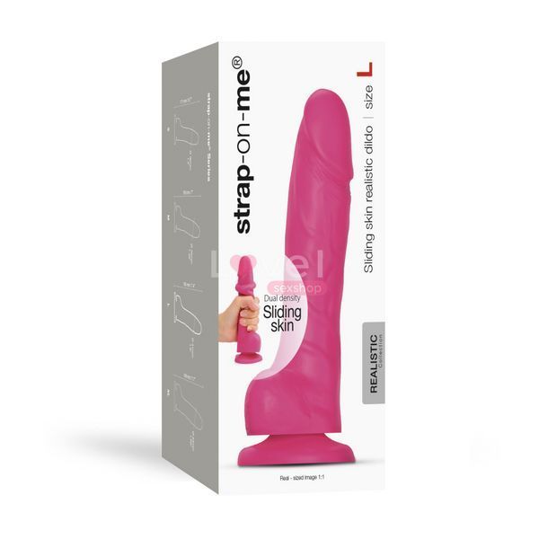 Реалістичний фалоімітатор Strap-On-Me Sliding Skin Realistic Dildo Fuchsia L, ефект рухливої шкіри SO6257 фото