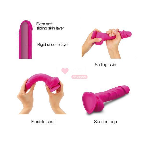 Реалістичний фалоімітатор Strap-On-Me Sliding Skin Realistic Dildo Fuchsia L, ефект рухливої шкіри SO6257 фото