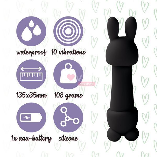 Мінівібратор FeelzToys Mister Bunny Black з двома насадками SO4438 фото