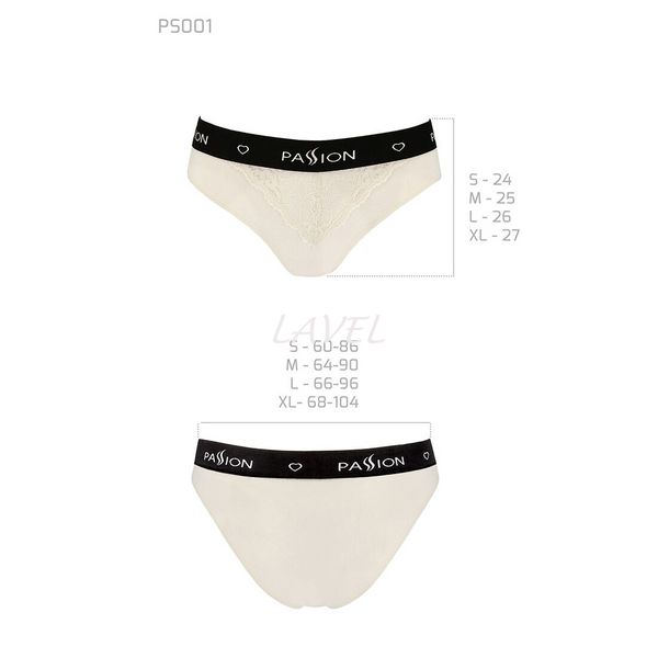 Трусики з широкою гумкою і мереживом Passion PS001 PANTIES S, ecru SO4165 фото