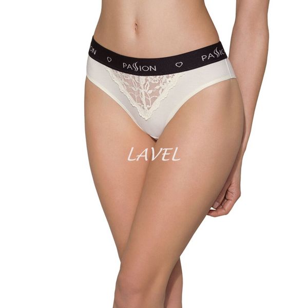 Трусики з широкою гумкою і мереживом Passion PS001 PANTIES S, ecru SO4165 фото