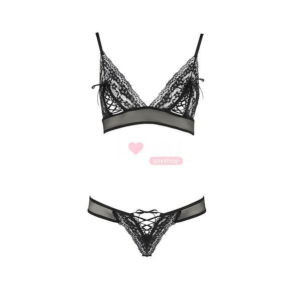 Комплект білизни Passion ERZA SET XXL/XXXL, black, ліф і трусики PS26012 фото