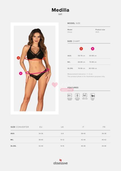 Комплект Obsessive Medilla 2-pcs set XL/2XL SO9051 фото