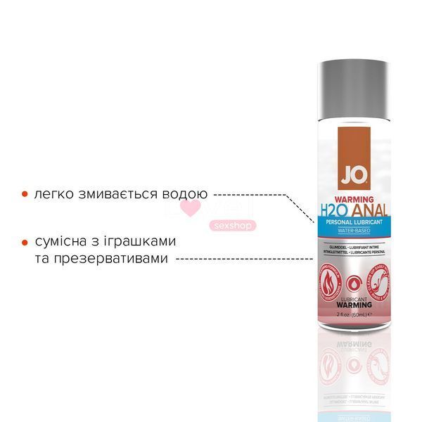 Анальна змазка JO ANAL H2O &mdash; WARMING (60 мл) розігрівальна, на водній основі SO1457 фото