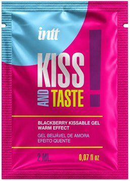 Пробник масажного гелю Intt KISS AND TASTE! зі смаком ожини та зігрівальним ефектом, 2 мл 71250017151 фото