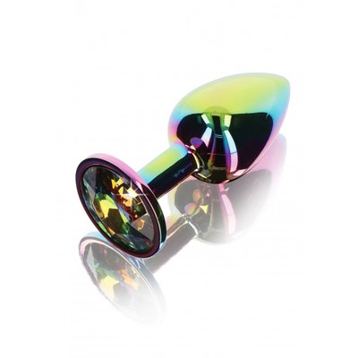 Анальная пробка металлическая с кристаллом ANAL PLAY разноцветная, кристалл разнок (дл 7см, ширина 2,7см) TJ10277 фото