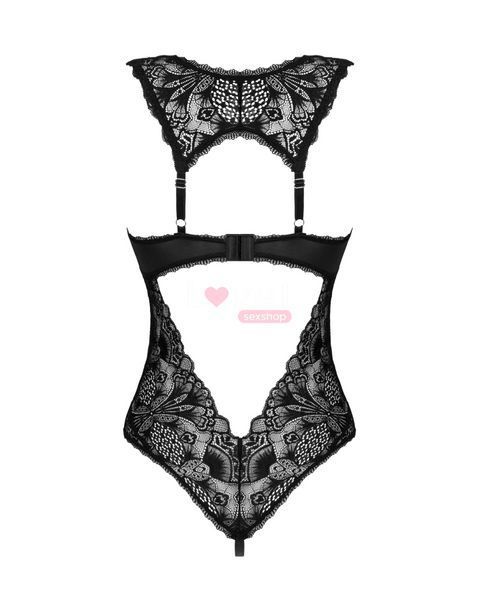 (SALE) Кружевное боди Obsessive Donna Dream crotchless teddy M/L Black, открытый доступ SO8634 фото