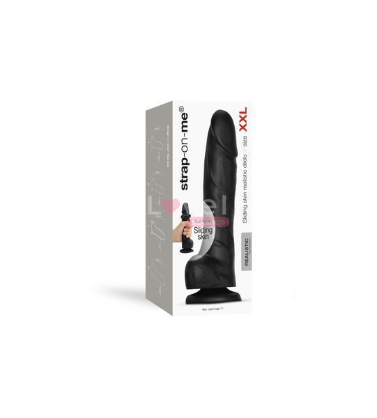 Реалістичний фалоімітатор Strap-On-Me Sliding Skin Realistic Dildo Black XXL, ефект рухливої шкіри SO6259 фото