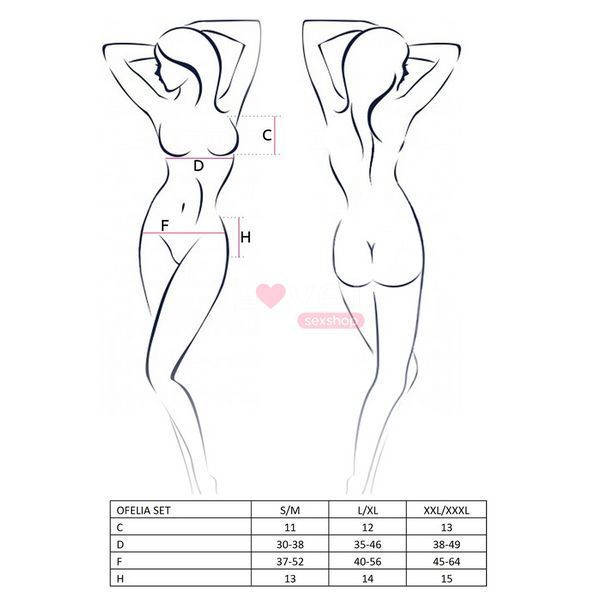 Комплект білизни Passion OFELIA SET OpenBra S/M, white, стрінги, відкритий ліф, широкий пояс EL13202 фото